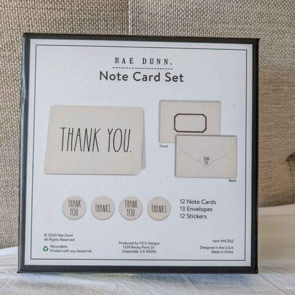 Rae Dunn Thank You Note Cards - Set of 12 (Horizonal Orientation) - Picture 3 of 4